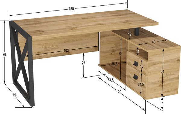 Изображение товара Письменный стол Калифорния мебель Хардвиг СР01 (дуб вотан)