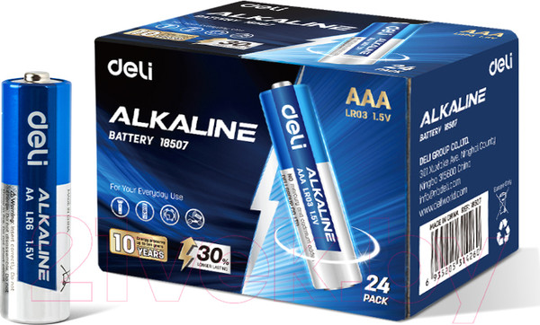 Изображение товара Комплект батареек Deli ААА LR03 / 18507 (4шт)
