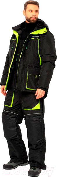 Изображение товара Костюм для охоты и рыбалки Huntsman Elbrus -35°C (р-р 56-58/182-188, черный/лайм)