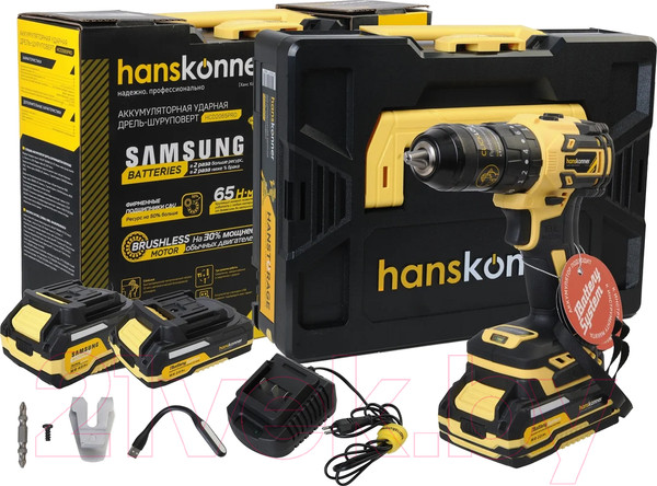 Изображение товара Аккумуляторная дрель-шуруповерт Hanskonner HCD2065PRO