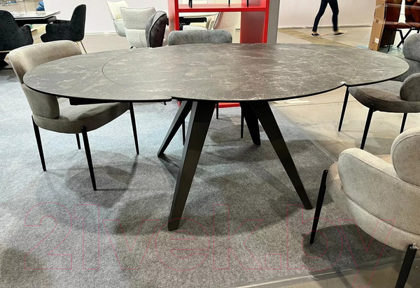 Изображение товара Обеденный стол M-City Aksel 130 / 626M05474 (Mona Lisa серый мрамор/керамика/темно-серый каркас)