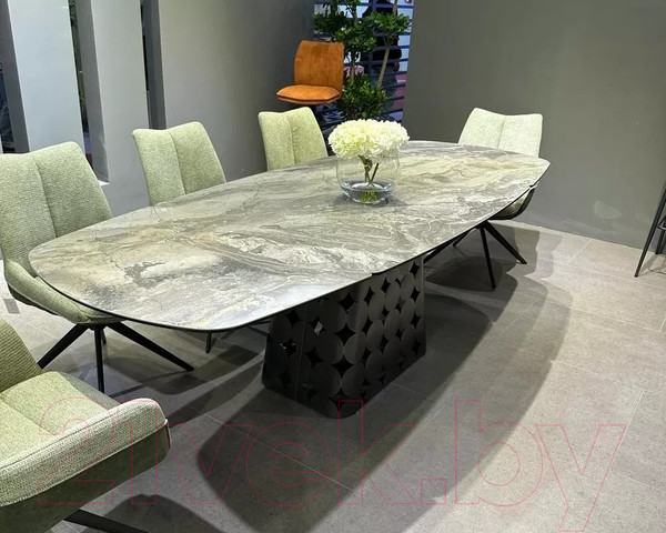 Изображение товара Обеденный стол M-City Magnus 180 / 626M05459 (KL-80 серый мрамор/итальянская керамика/темно-серый каркас)