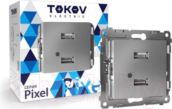 Изображение товара Розетка Tokov Electric Pixel TKE-PX-2USB-C03 (алюминий)