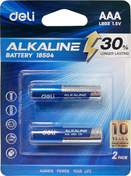 Изображение товара Комплект батареек Deli ААА LR03 / 18504 (2шт)