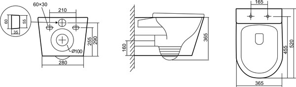 Изображение товара Унитаз подвесной Triton Pro Tornado Verso TR-VO-0832 (с сиденьем)