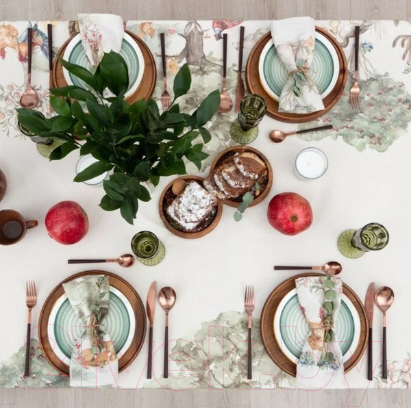 Изображение товара Комплект столового белья Этель Forest Landscape. Скатерть + салфетки / 7587294