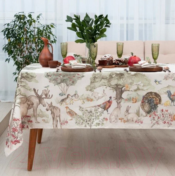 Изображение товара Комплект столового белья Этель Forest Landscape. Скатерть + салфетки / 7587294