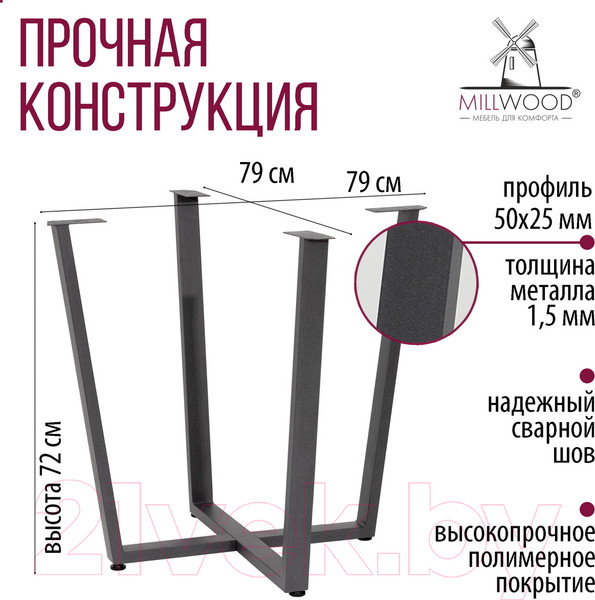 Изображение товара Подстолье Millwood Орлеан D90 разборное (графит)