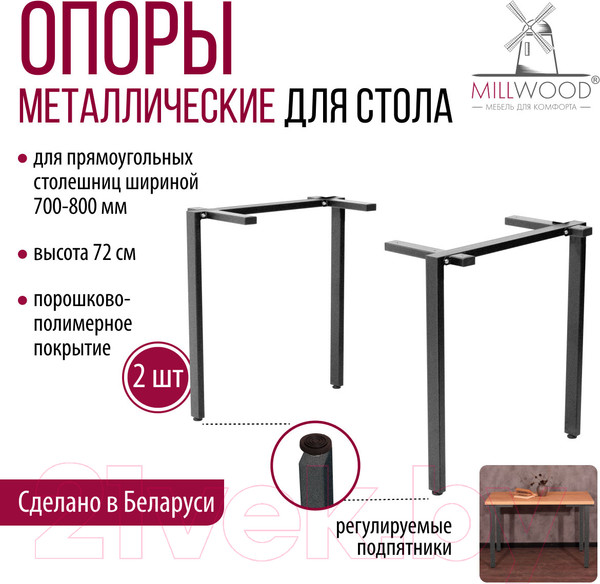 Изображение товара Комплект ножек для стола Millwood Прага / 45588_g_11 (графит)