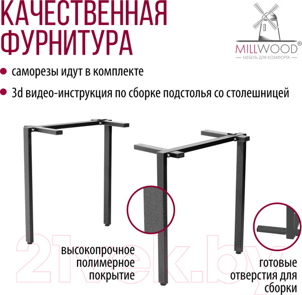 Изображение товара Комплект ножек для стола Millwood Прага / 45588_g_11 (графит)