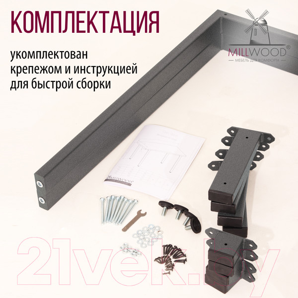 Изображение товара Комплект ножек для стола Millwood Прага / 45588_g_11 (графит)