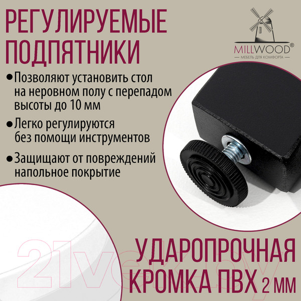 Изображение товара Обеденный стол Millwood Шанхай Л18 D120 (белый/металл черный)