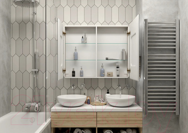 Изображение товара Шкаф с зеркалом для ванной Континент Elliott Led 100x80