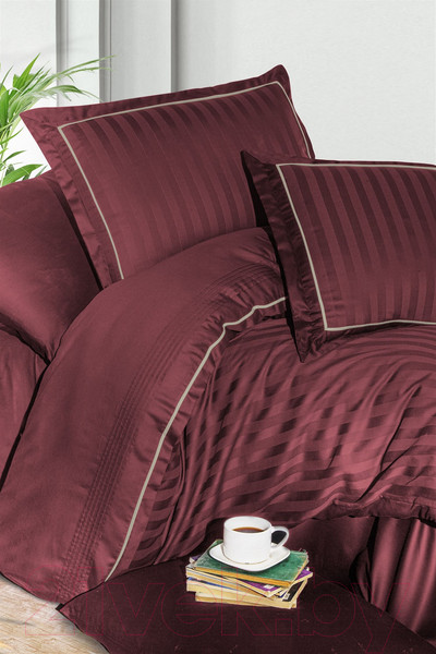 Изображение товара Комплект постельного белья DO&CO Delux Domenica Dark / 11982 (бордовый)
