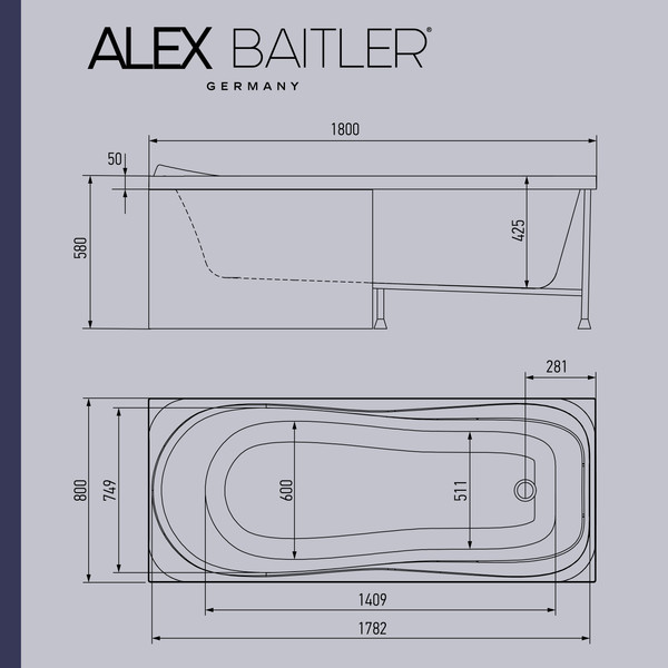 Изображение товара Ванна акриловая Alex Baitler Saima 180x80