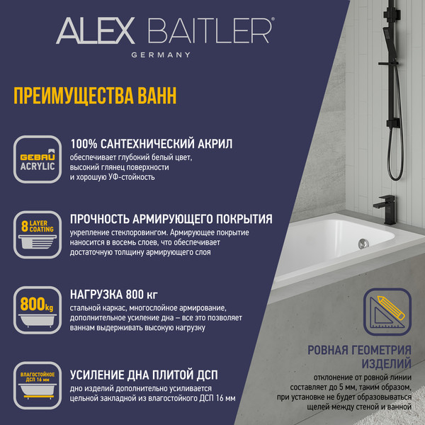 Изображение товара Ванна акриловая Alex Baitler Ontario 170x70