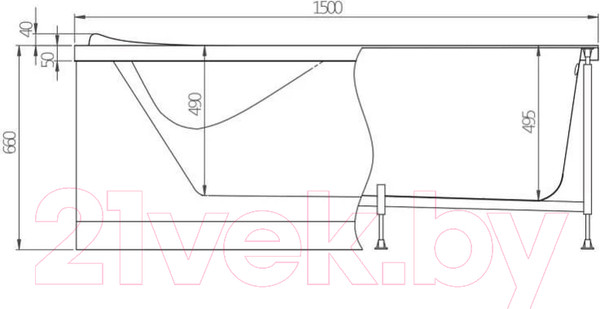 Изображение товара Экран для ванны Alex Baitler Orta 150 R / 00-A0007293