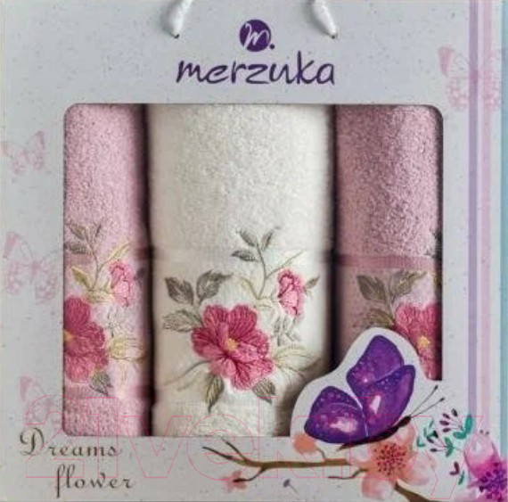 Изображение товара Набор полотенец Merzuka Dreams Flower махра / 10677 (3шт, в коробке, светло-розовый)