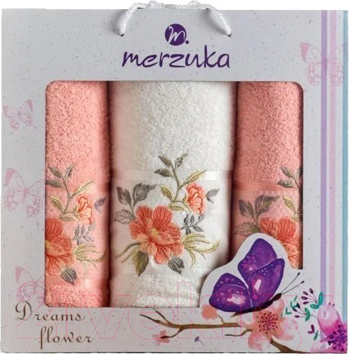 Изображение товара Набор полотенец Merzuka Dreams Flower махра / 10677 (3шт, в коробке, оранжевый)