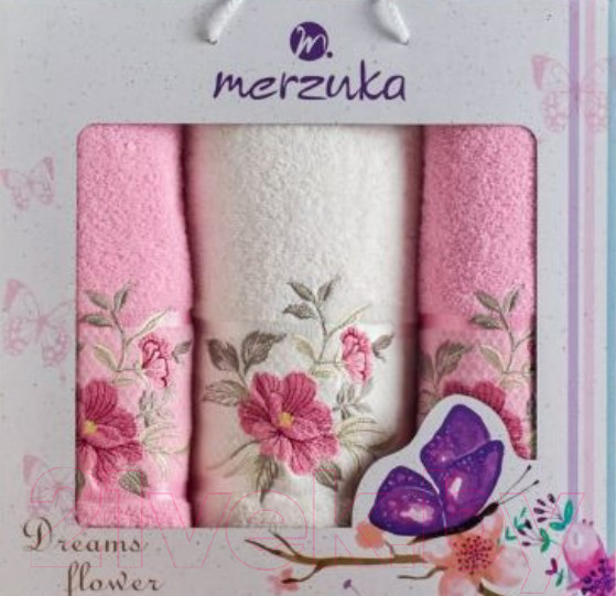 Изображение товара Набор полотенец Merzuka Dreams Flower / 10677 (3шт, в коробке, розовый)