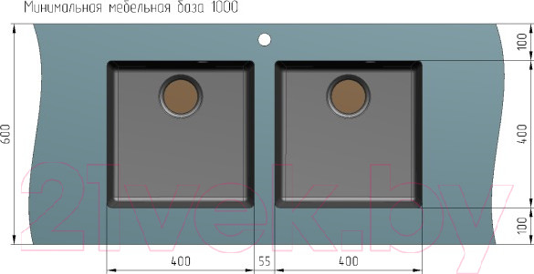 Изображение товара Мойка кухонная Ulgran Quartz Underground 400 (07 уголь)