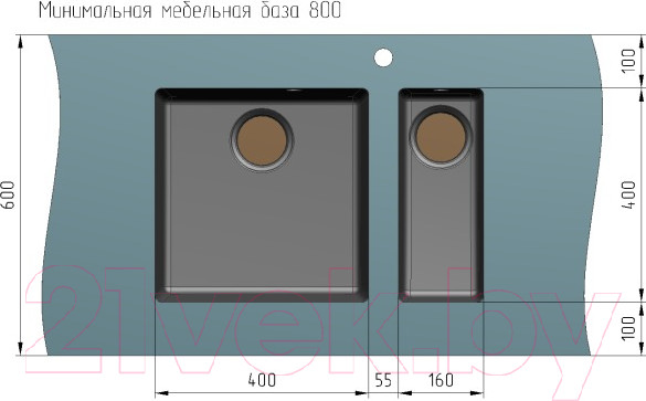 Изображение товара Мойка кухонная Ulgran Quartz Underground 400 (07 уголь)