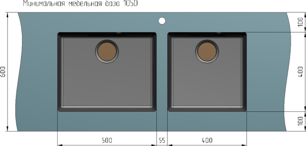 Изображение товара Мойка кухонная Ulgran Quartz Underground 500 (07 уголь)