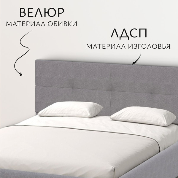 Изображение товара Двуспальная кровать Mio Tesoro Империал 160x200 (№4/велюр серый)