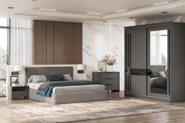 Изображение товара Двуспальная кровать Mio Tesoro Империал 160x200 (№4/велюр серый)