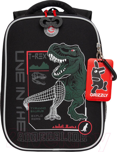 Изображение товара Школьный рюкзак Grizzly RAw-497-10 (черный/красный)