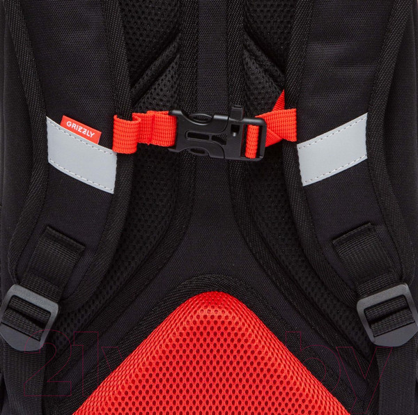 Изображение товара Школьный рюкзак Grizzly RAw-497-10 (черный/красный)