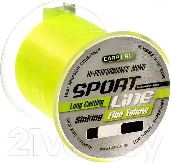 Изображение товара Леска монофильная Carp Pro Sport Line Fluo Yellow 1000M / CP2110-0185 (0.185мм)