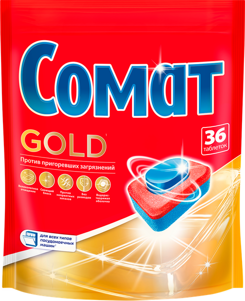 Изображение товара Таблетки для посудомоечных машин Сомат Голд (36шт)