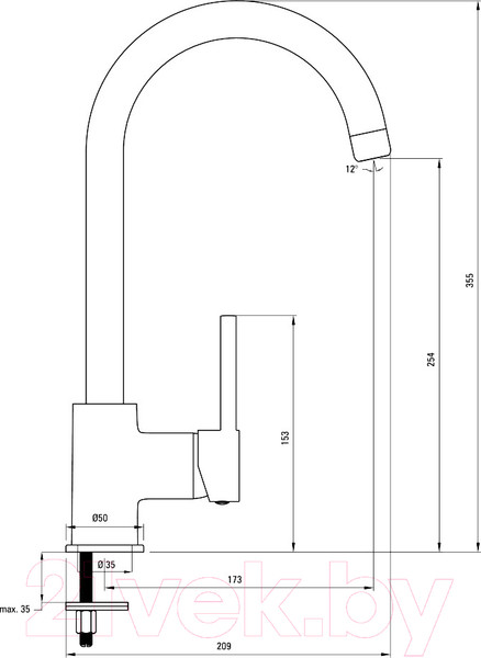Изображение товара Смеситель Deante Milin BEU B62M