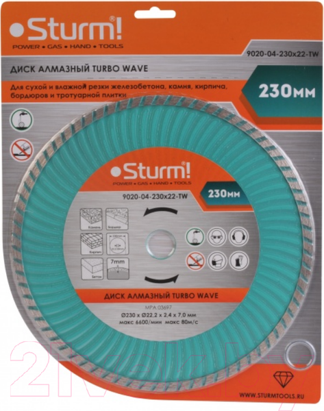 Изображение товара Отрезной диск алмазный Sturm! 9020-04-230x22-TW