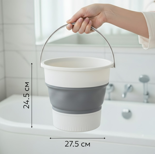 Изображение товара Складное ведро Sundays Среднее / TBD0603930501D (10л, белый/серый)