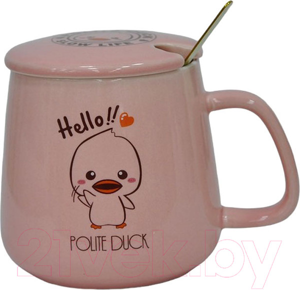 Изображение товара Кружка с ложкой Swed house MR1-4 (розовый)