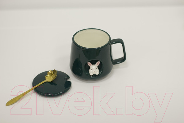 Изображение товара Кружка с ложкой Swed house MR1-8 (темно-зеленый)