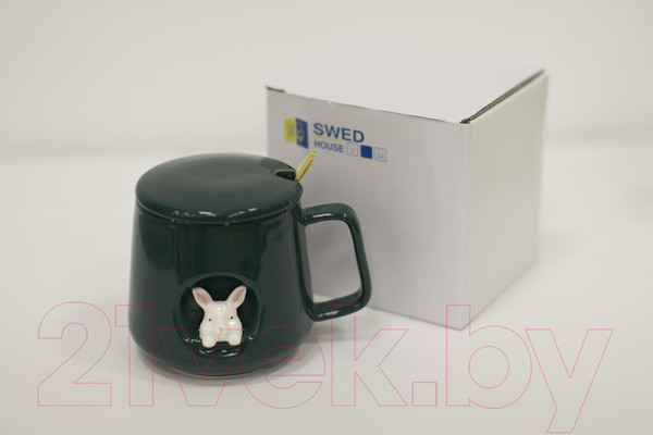 Изображение товара Кружка с ложкой Swed house MR1-8 (темно-зеленый)