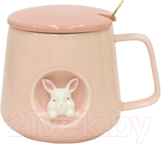 Изображение товара Кружка с ложкой Swed house MR1-8 (розовый)