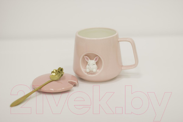 Изображение товара Кружка с ложкой Swed house MR1-8 (розовый)