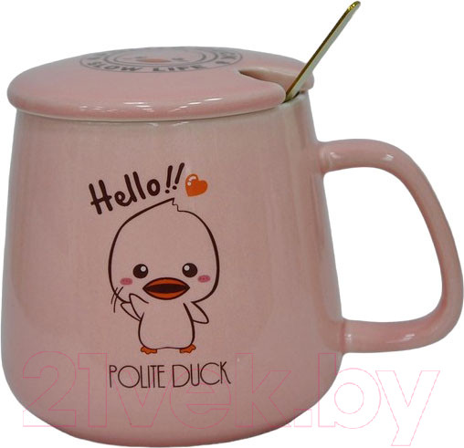 Изображение товара Кружка с ложкой Swed house MR1-10 (розовый)