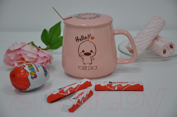 Изображение товара Кружка с ложкой Swed house MR1-10 (розовый)