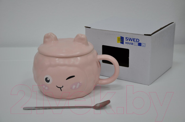Изображение товара Кружка с ложкой Swed house MR3-11 (розовый)