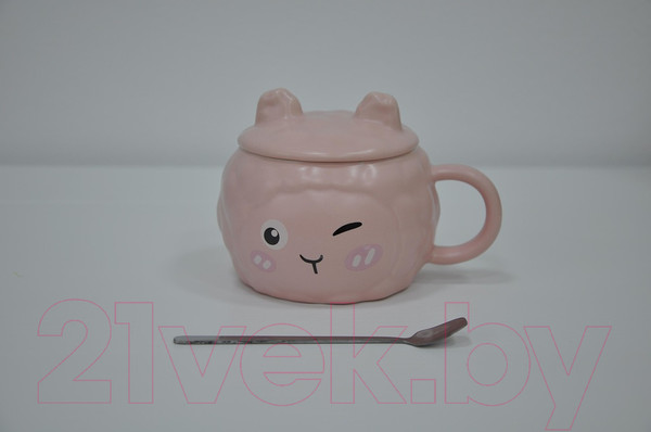 Изображение товара Кружка с ложкой Swed house MR3-11 (розовый)