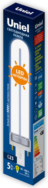 Изображение товара Лампа Uniel LED-PL-5W/4000K/G23/FR PLZ03WH / UL-00005661