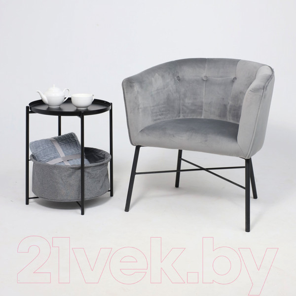 Изображение товара Журнальный столик AksHome Trent (черный с серой корзиной)