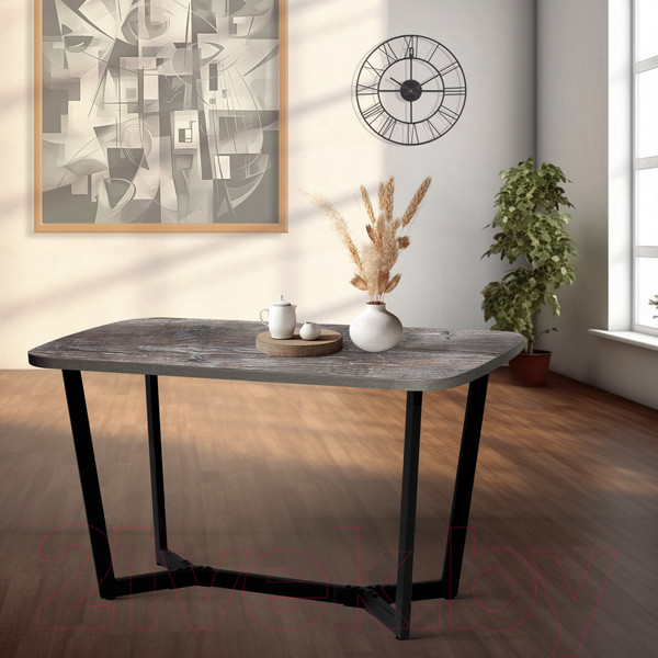 Изображение товара Обеденный стол Millwood Лофт Мюнхен Л 130x80x75 (сосна пасадена/металл черный)