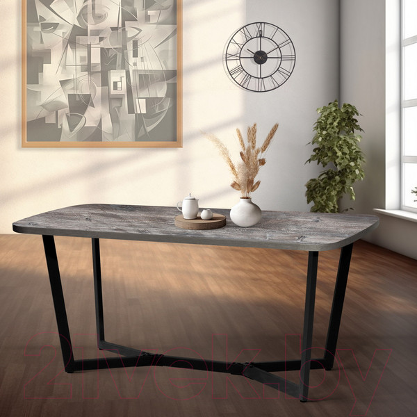 Изображение товара Обеденный стол Millwood Лофт Мюнхен Л 160x80x75 (сосна пасадена/металл черный)