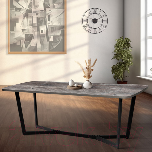 Изображение товара Обеденный стол Millwood Лофт Мюнхен Л 200x100x75 (сосна пасадена/металл черный)